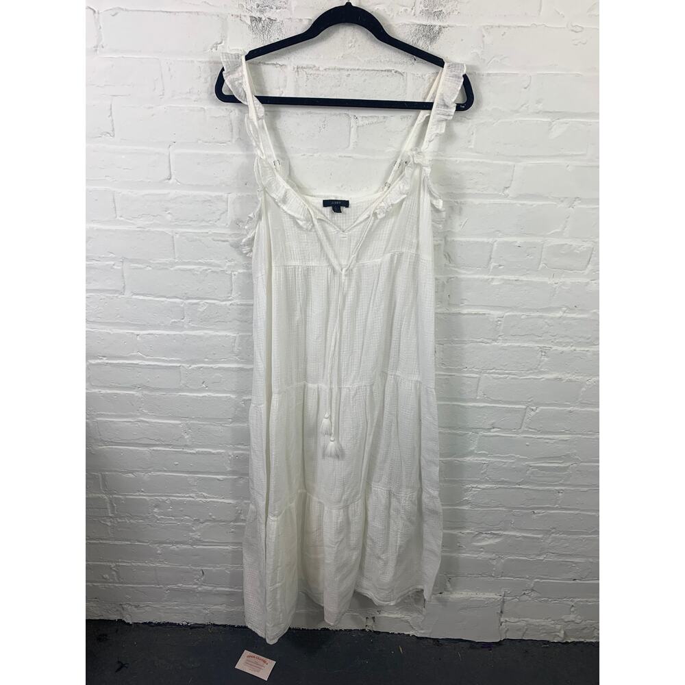 J. Crew Women's V-Neck Beachwear Tiered Midi Dress Sleeveless White Size L